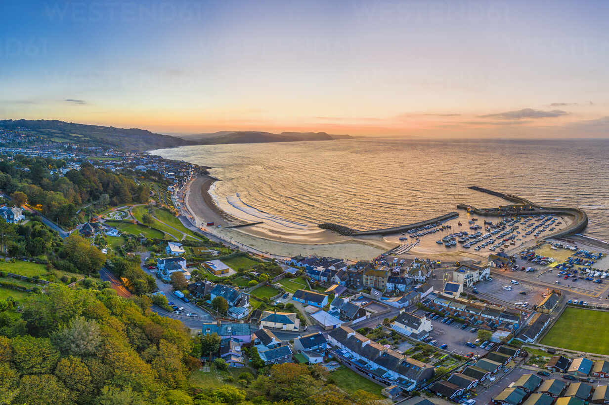 The Cobb and beach at Lyme Regis, Dorset, England